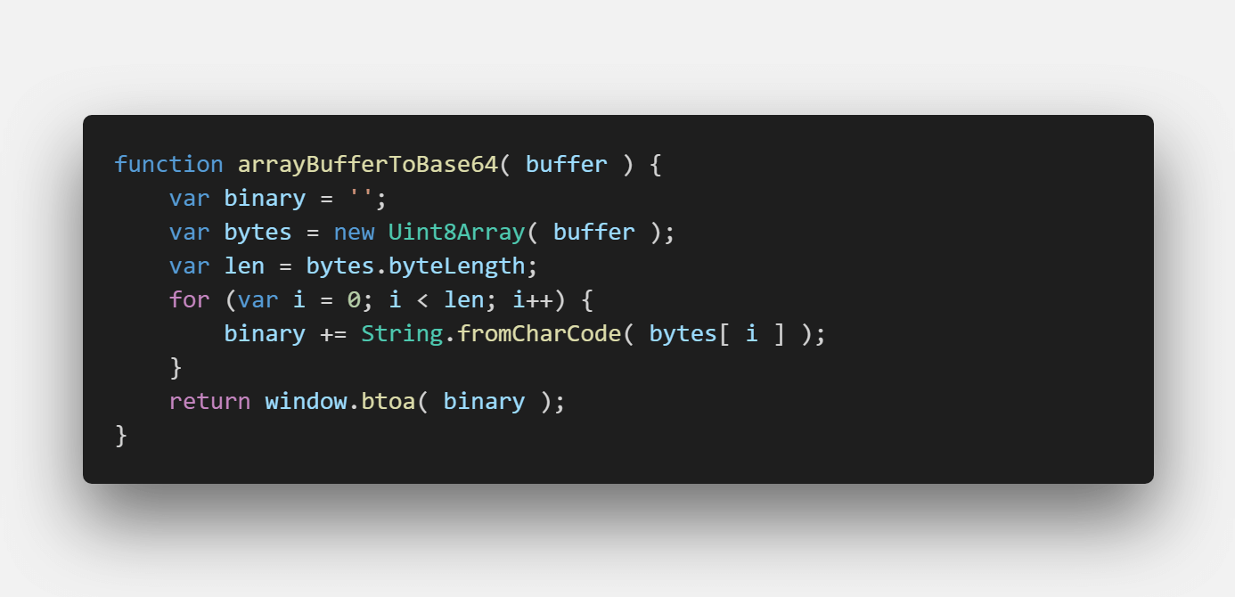 Convert arrayBuffer to Base64 string and vice-versa
